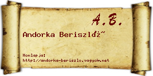 Andorka Beriszló névjegykártya
